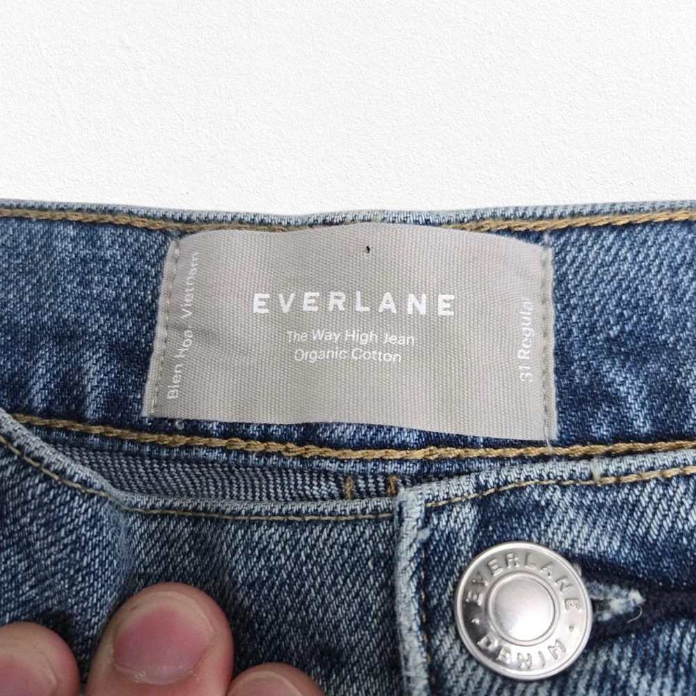 Everlane Light Wash High Rise Straight Crop Organic Cotton Raw Hem Jeans Size 31